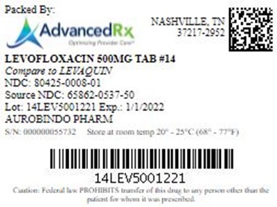 Levofloxacin 500mg Tab Qty 14 Ndc 80425 0008